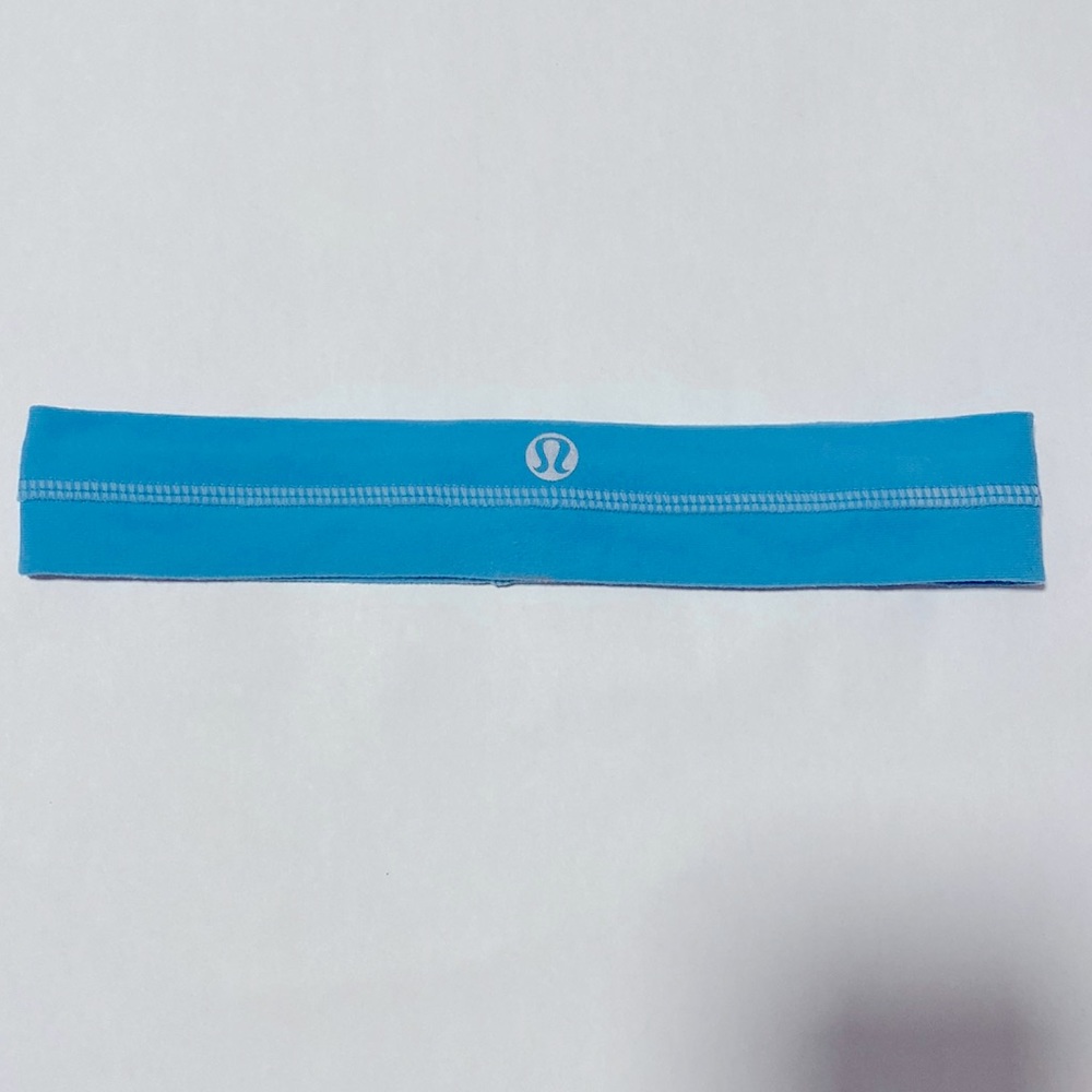 Woman baby blue lululemon headband